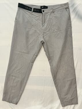 Mauvais Mens Gray Pinstripe Trousers Pants Dress Casual Stretch Missing Size Tag